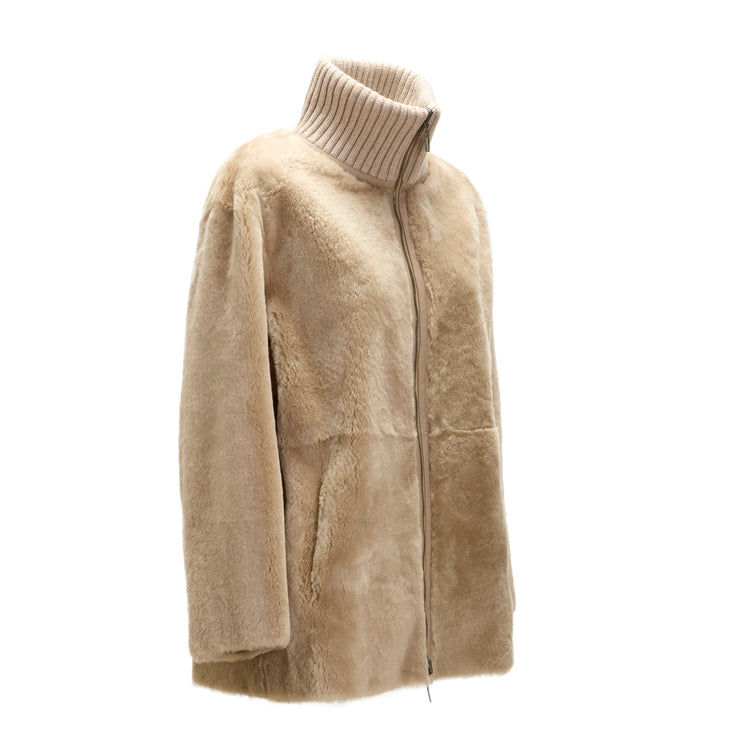 Cappotto da donna in shearling reversibile sabbia