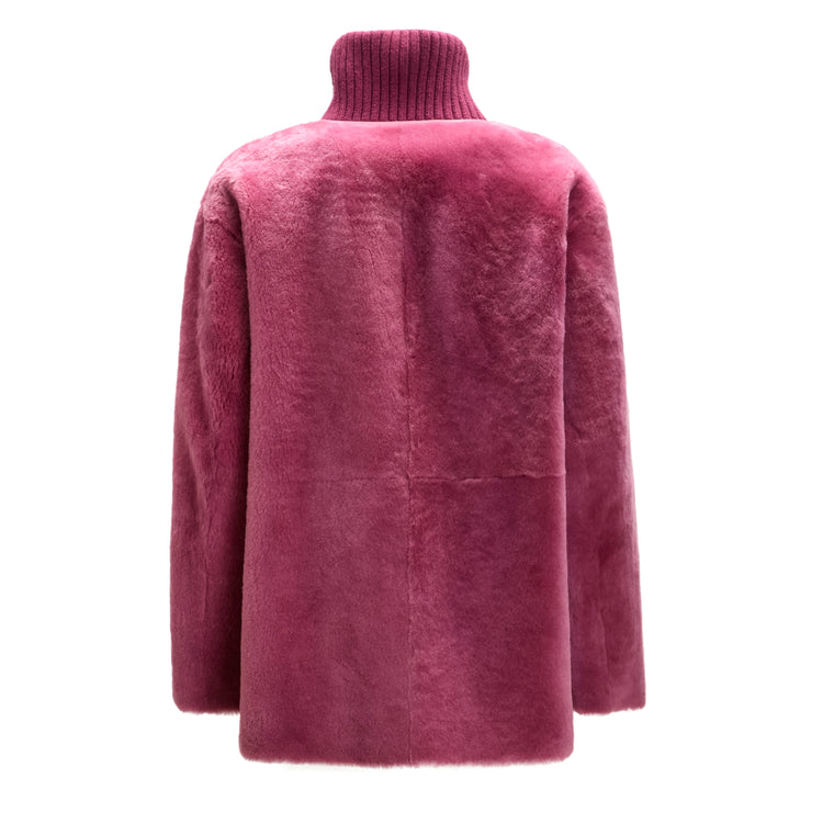 Cappotto da donna in shearling reversibile rosa antico