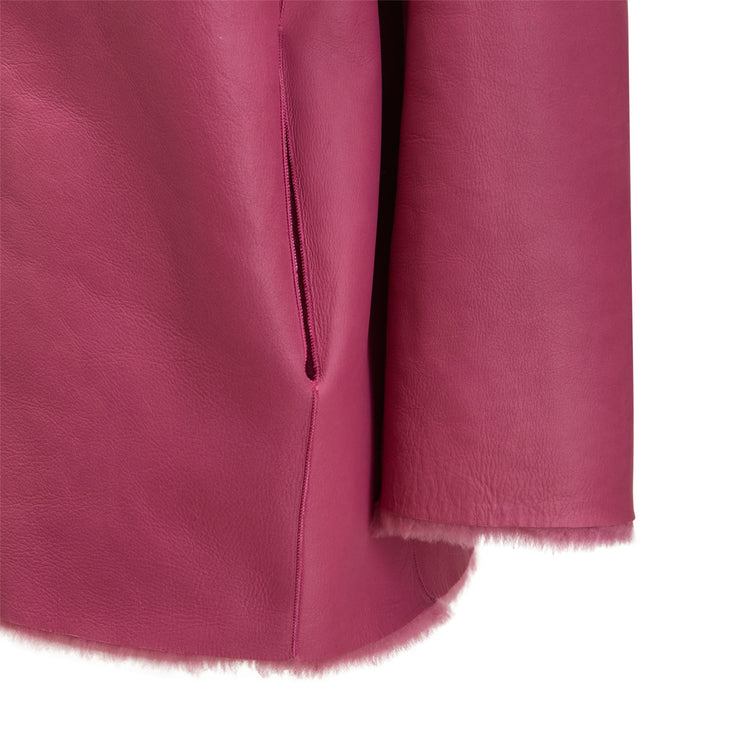 Cappotto da donna in shearling reversibile rosa antico