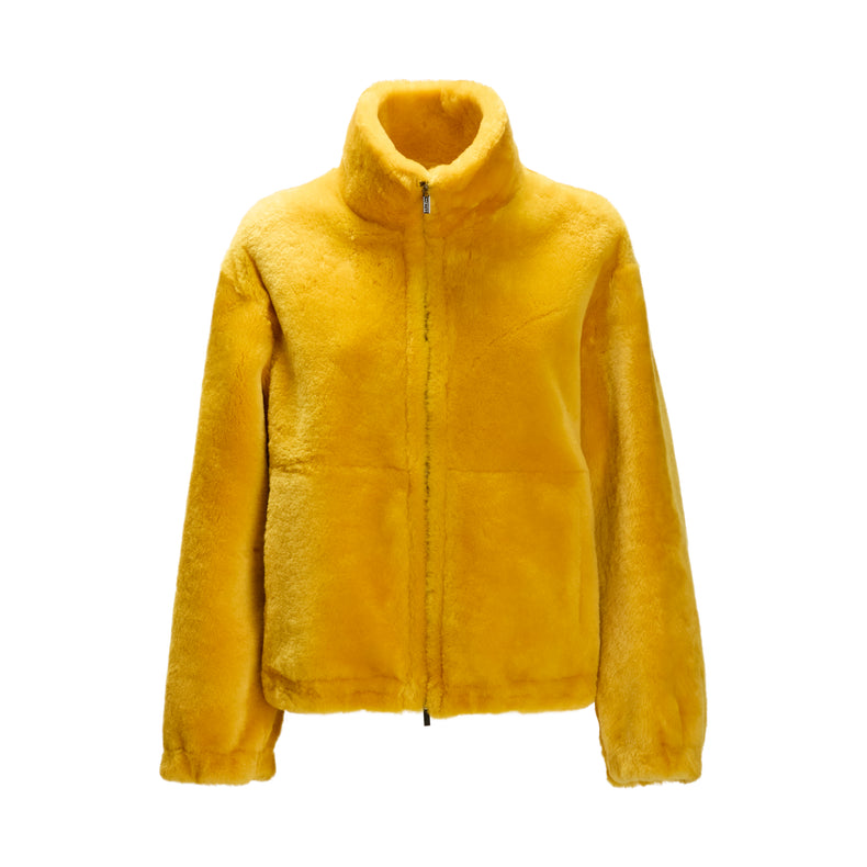 Lemon yellow women's shearling jacket