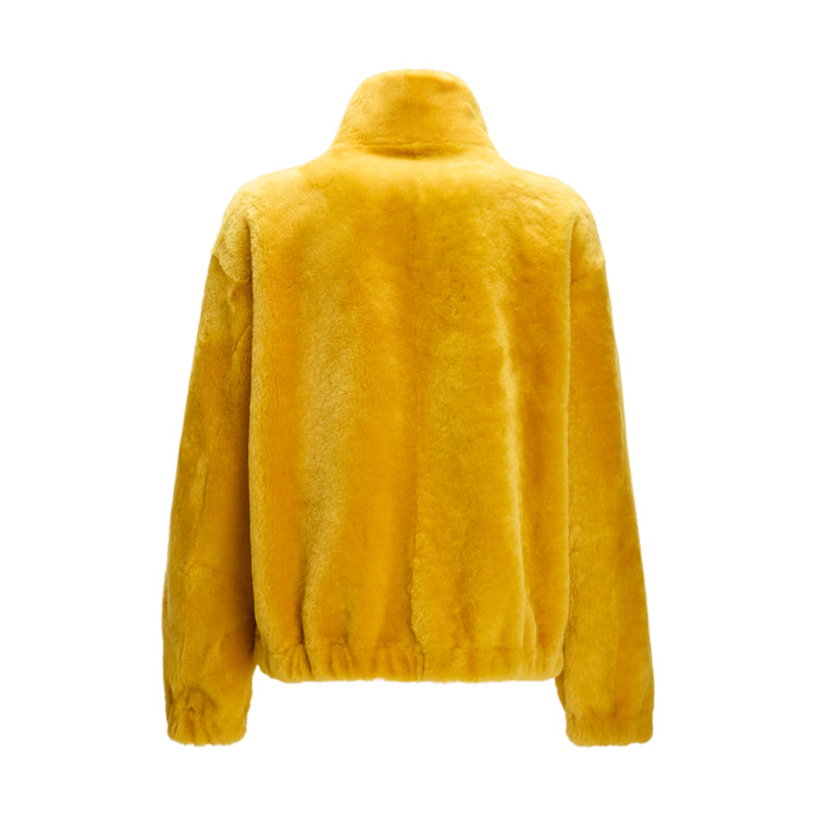 Lemon yellow women's shearling jacket
