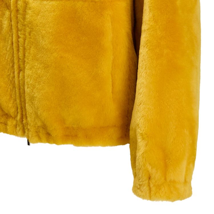 Lemon yellow women's shearling jacket