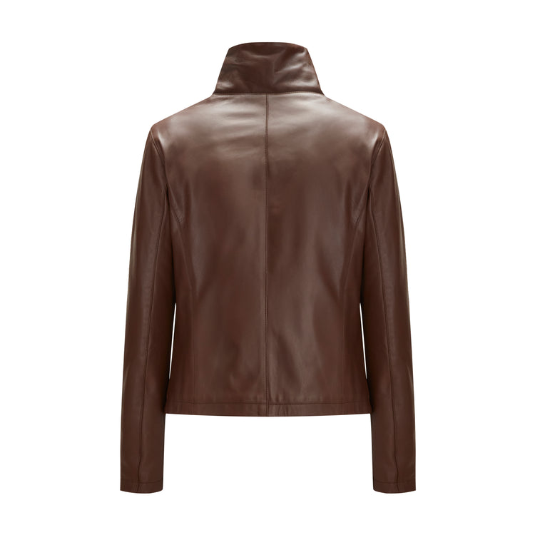 Giubbino da donna in pelle marrone