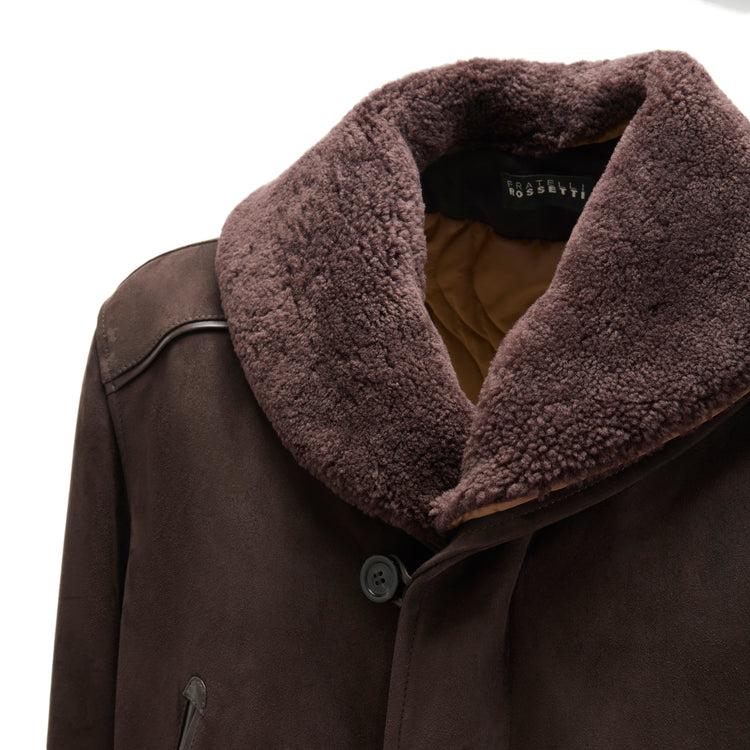 Men's brown suede leather coat
