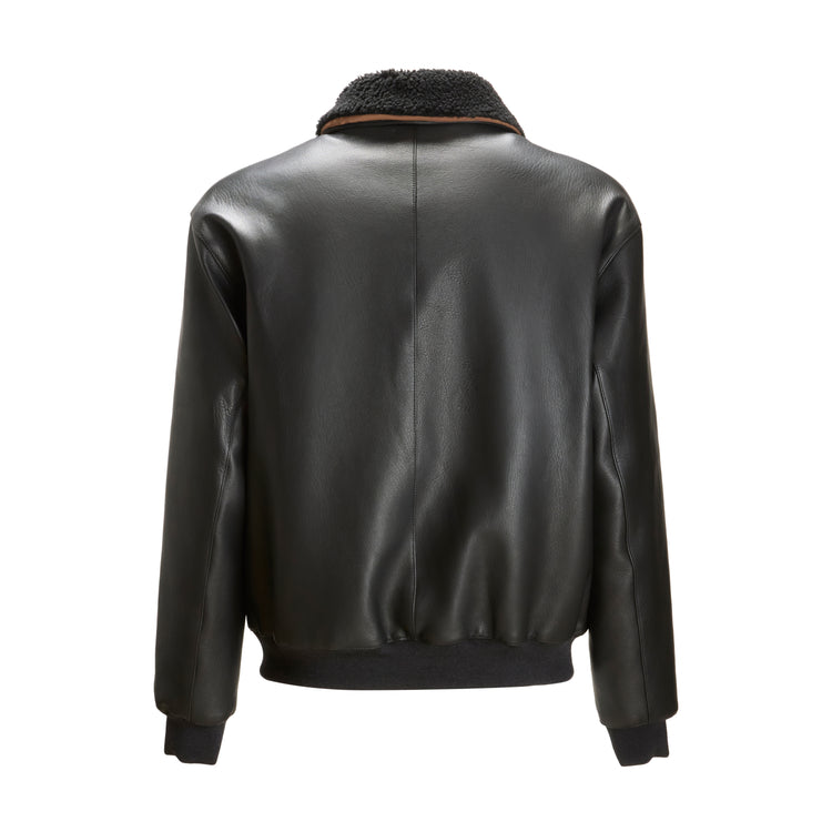 Men's black leather jacket
