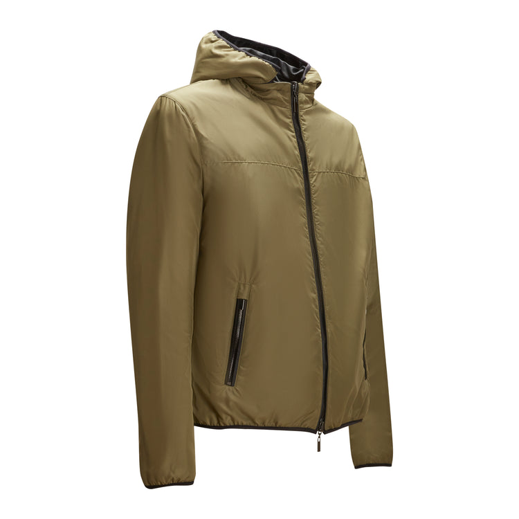 Giubbino nero reversibile in pelle da uomo