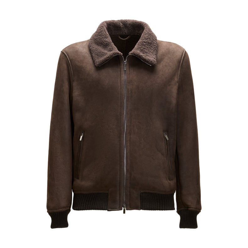 Jacke für Herren aus Shearling in Leder