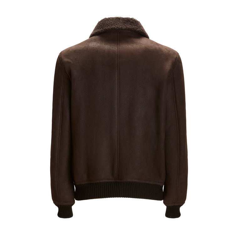 Giubbino da uomo in shearling grigio antracite