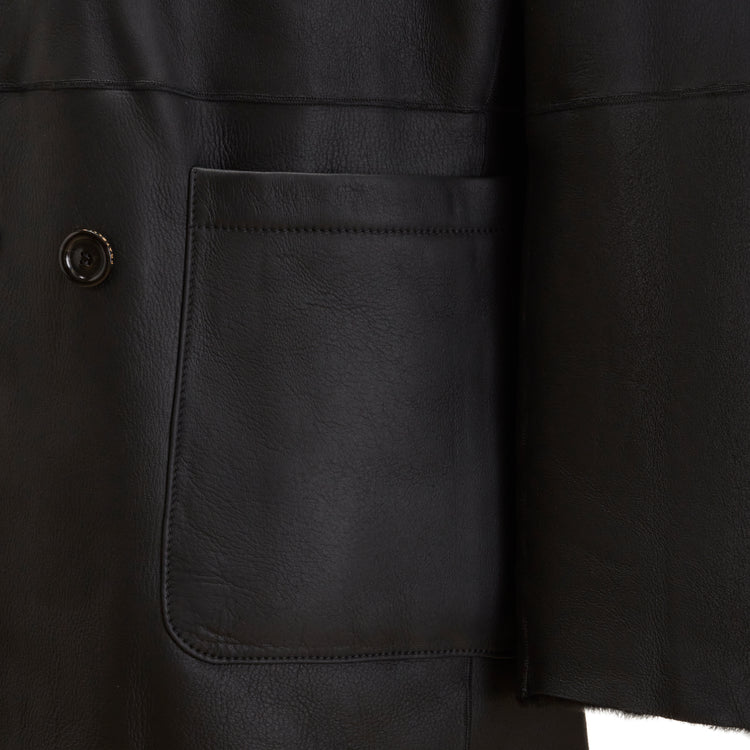 Cappotto nero da uomo reversibile in shearling