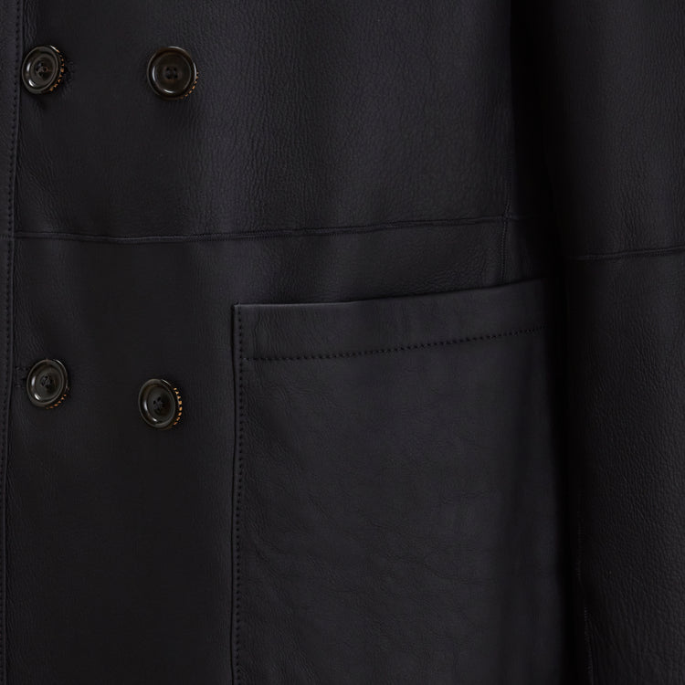 Cappotto da uomo reversibile in shearling blu
