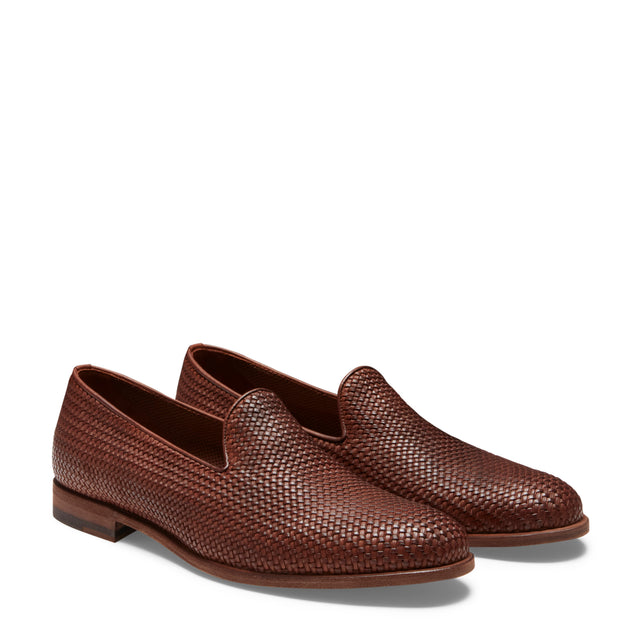 Pantufla de piel trenzada para hombre