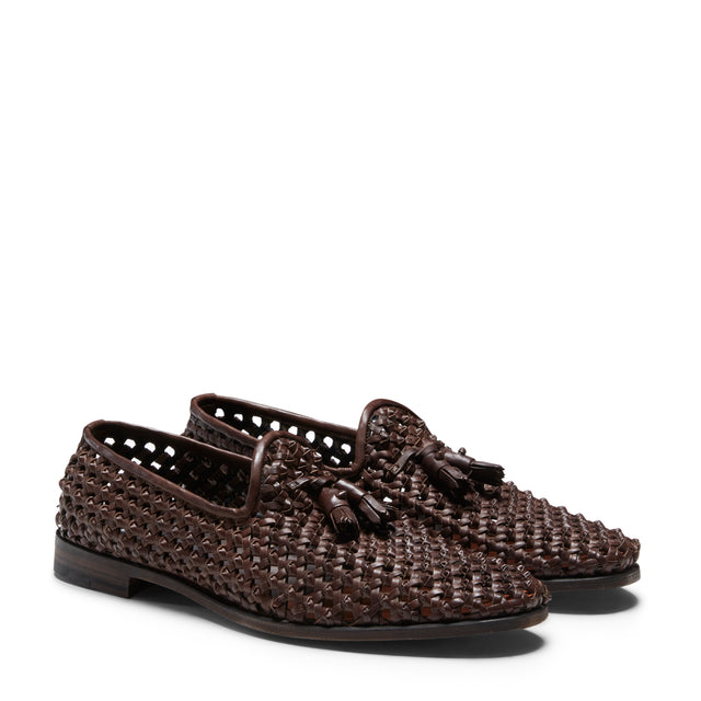 Chaussures sans lacets en cuir tressé