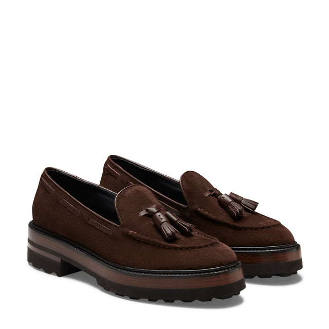 Mocassino Brera in suede da donna color cacao