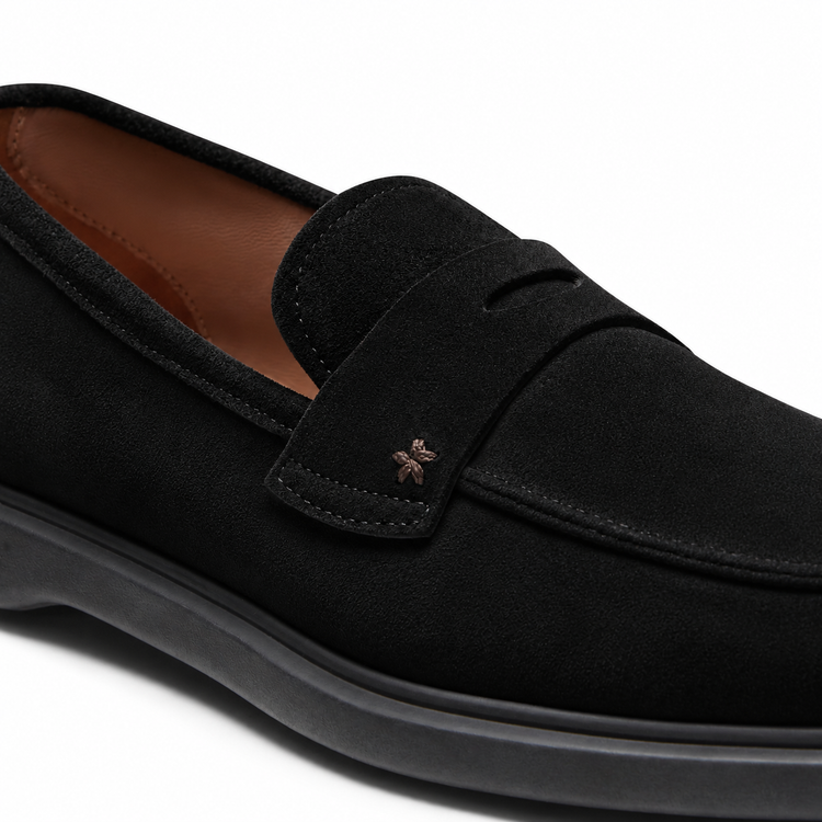 Mocassins à bride noirs en daim pour femmes