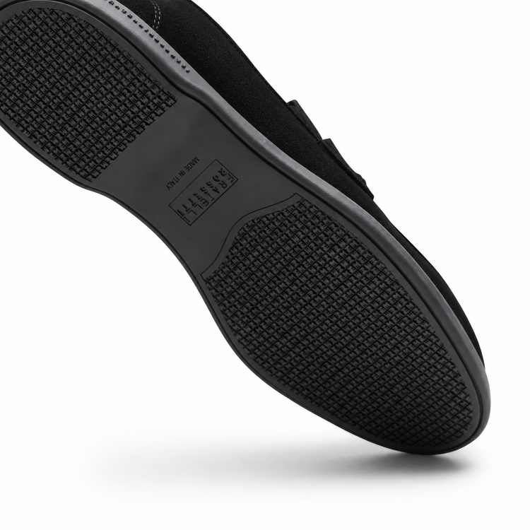 Mocassins à bride noirs en daim pour femmes