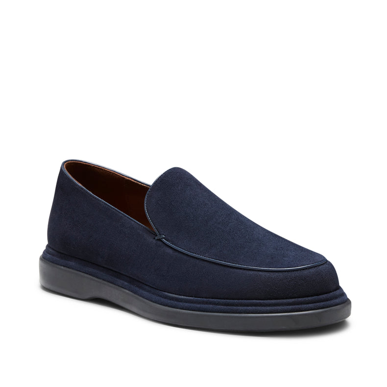 Mocassino in suede da uomo blu marine