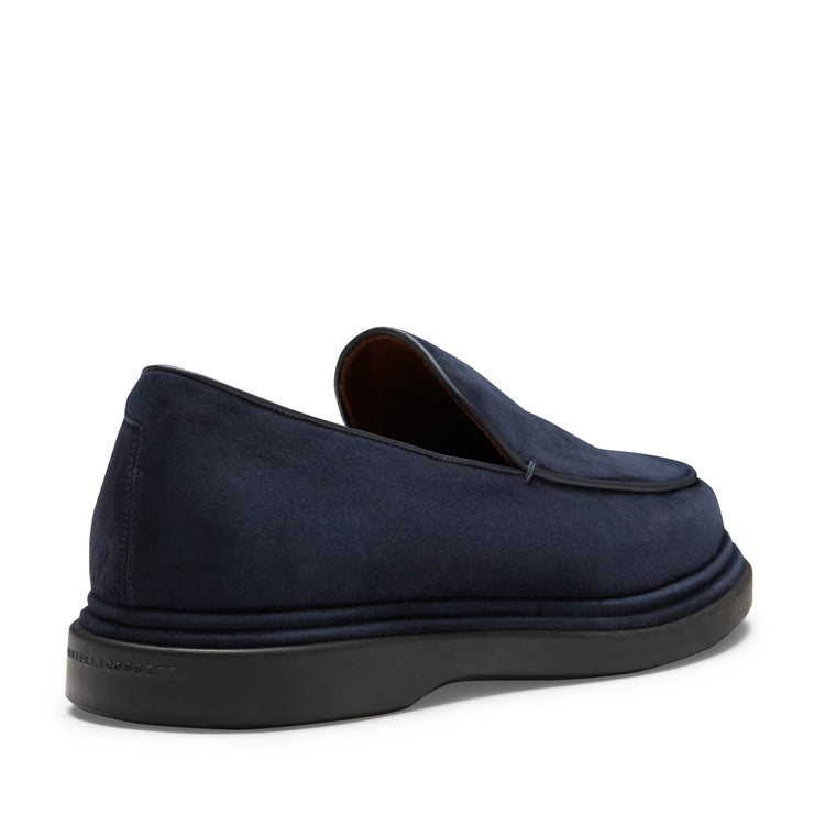 Mocassino in suede da uomo blu marine