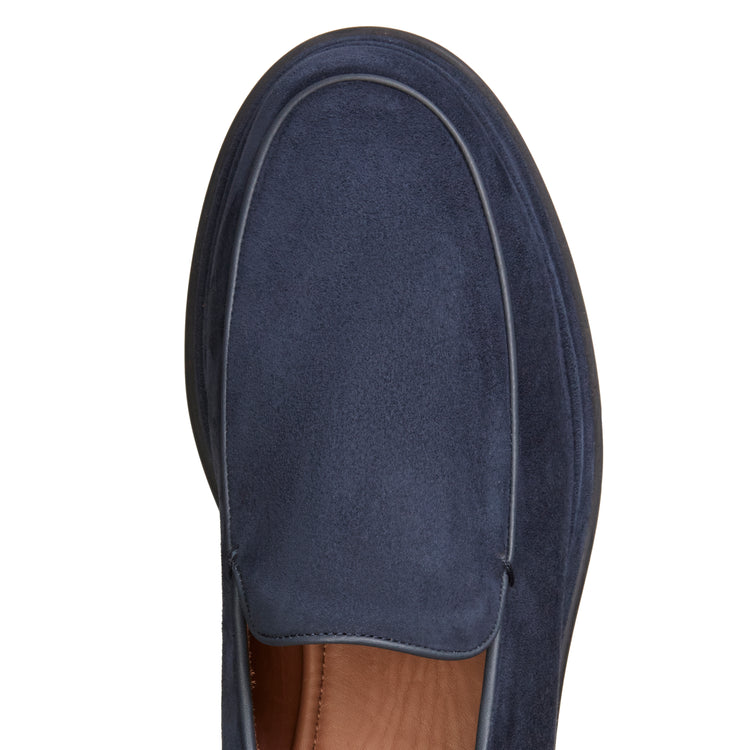 Mocassino in suede da uomo blu marine