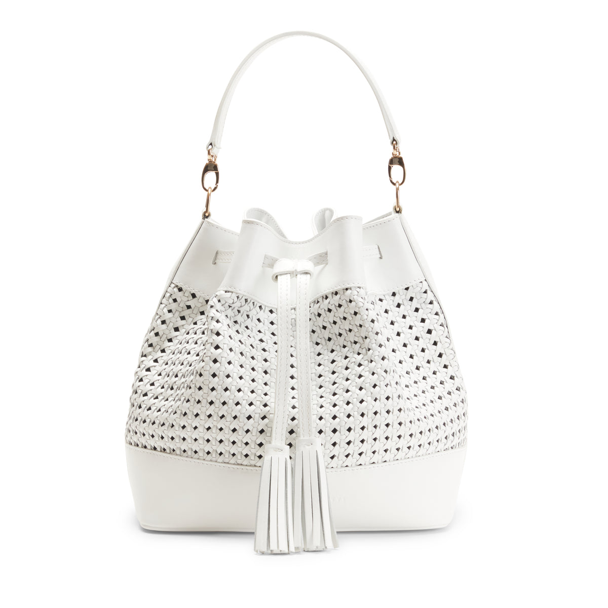 Japé Paris White Pebbled Leather Drawstring Bucket Bag France Slouchy Bag AGCF Savoy Bucket Bag in Soft Off-White Leather main image 4