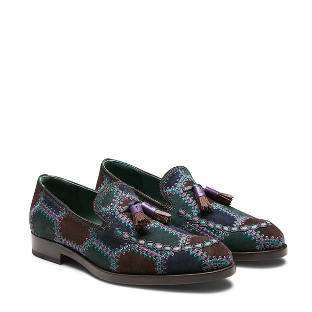 Mocassino Brera Special Embroidery in suede da uomo