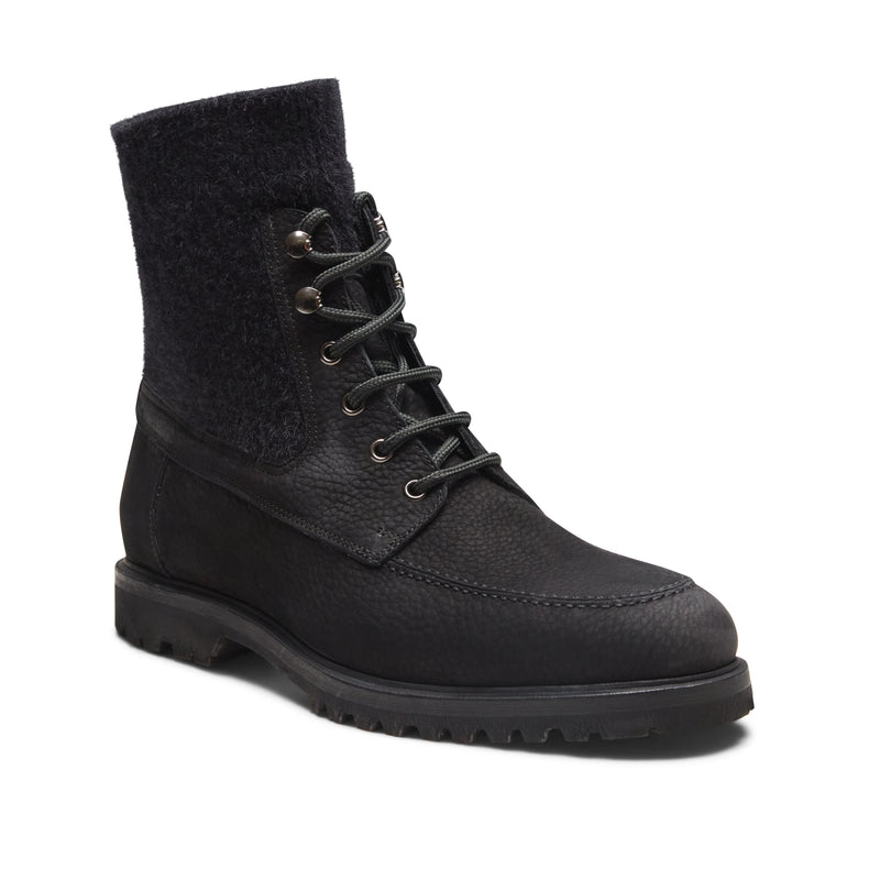 Nubuck and fabric lace-up boot