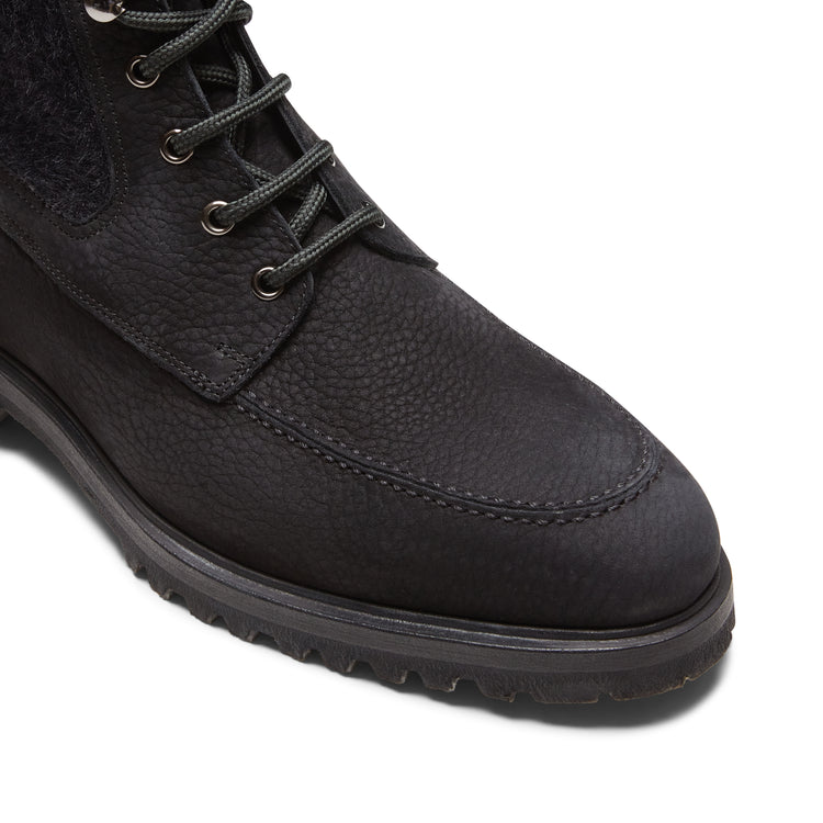 Nubuck and fabric lace-up boot