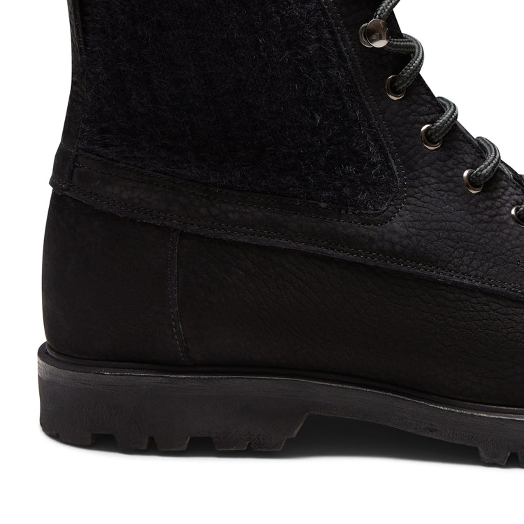 Nubuck and fabric lace-up boot