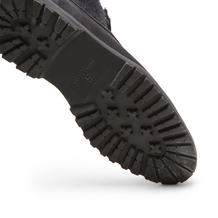 Nubuck and fabric lace-up boot