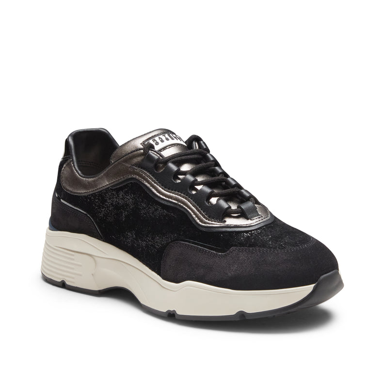 Fabric and leather sneakers