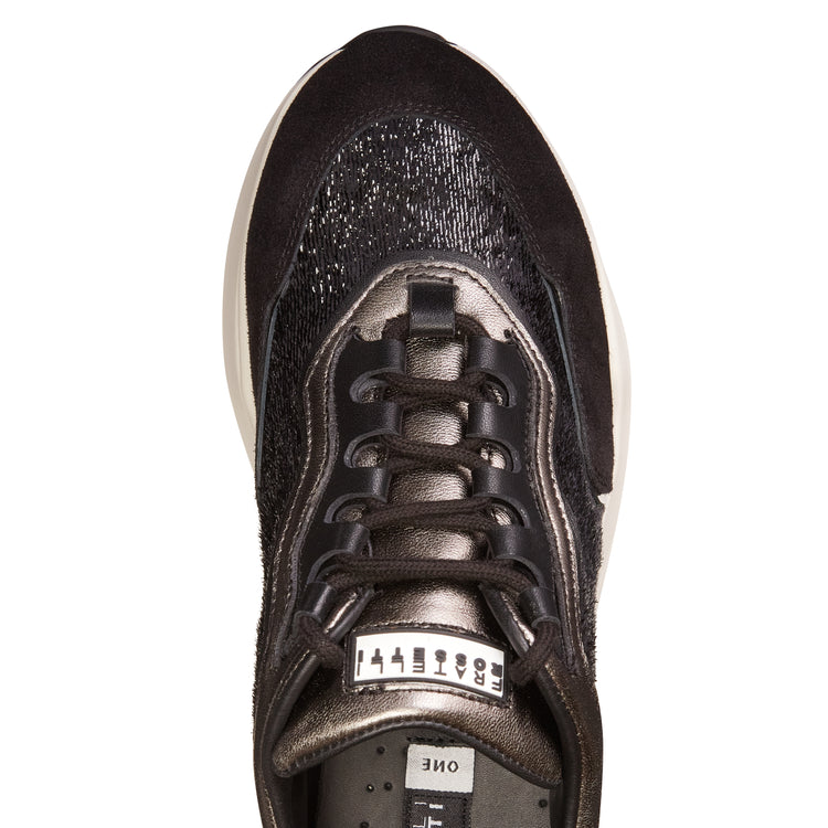 Fabric and leather sneakers