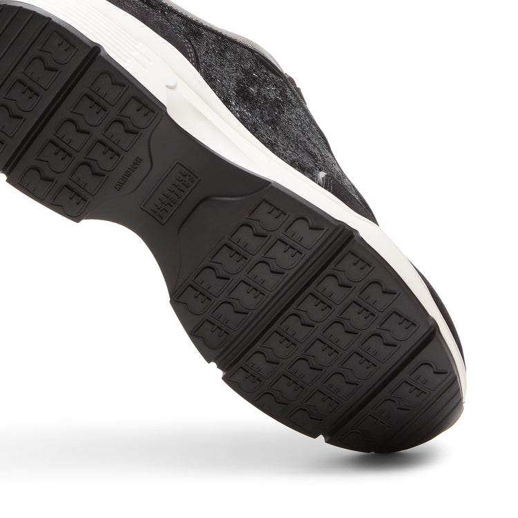 Fabric and leather sneakers