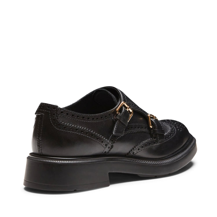 Women’s leather double-buckle Derby shoe