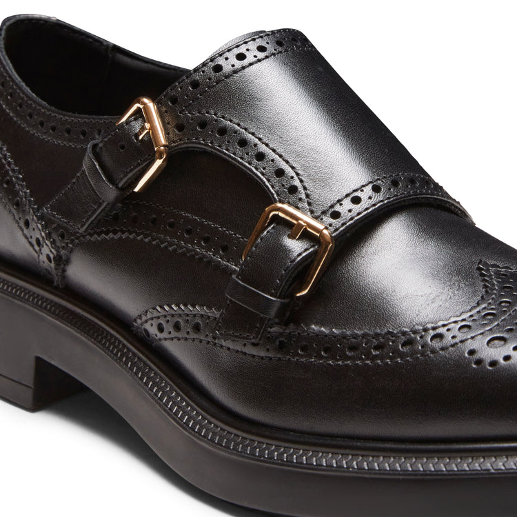 Women’s leather double-buckle Derby shoe