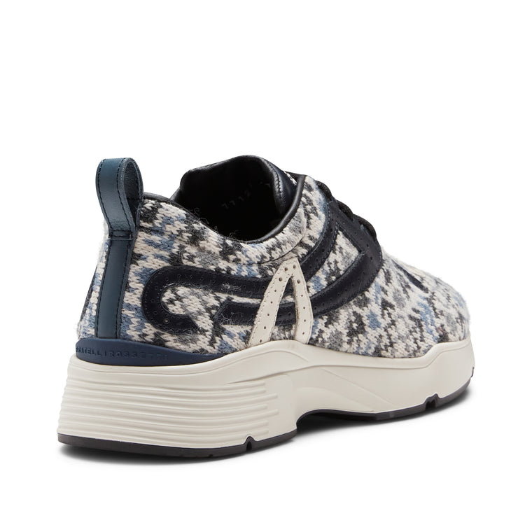 Sneaker in  pelle e tessuto fantasia