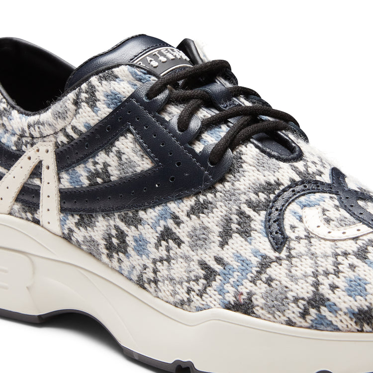 Sneaker in  pelle e tessuto fantasia