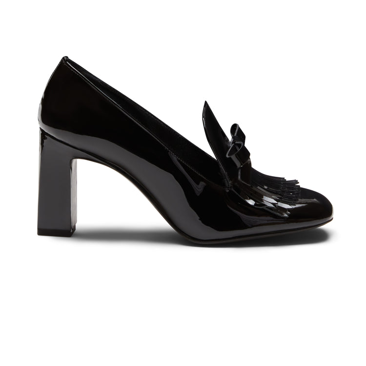 Patent leather slipper with heel