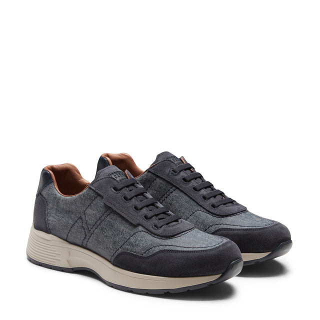 Sneaker in tessuto e suede