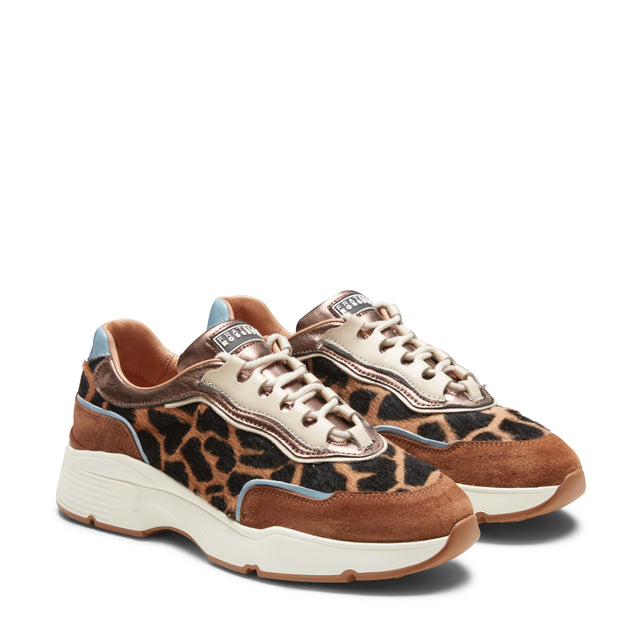 Fabric and leather sneakers