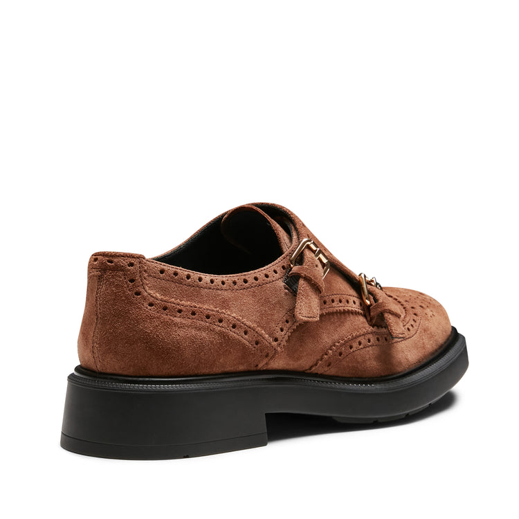Women’s suede double-buckle Derby shoe
