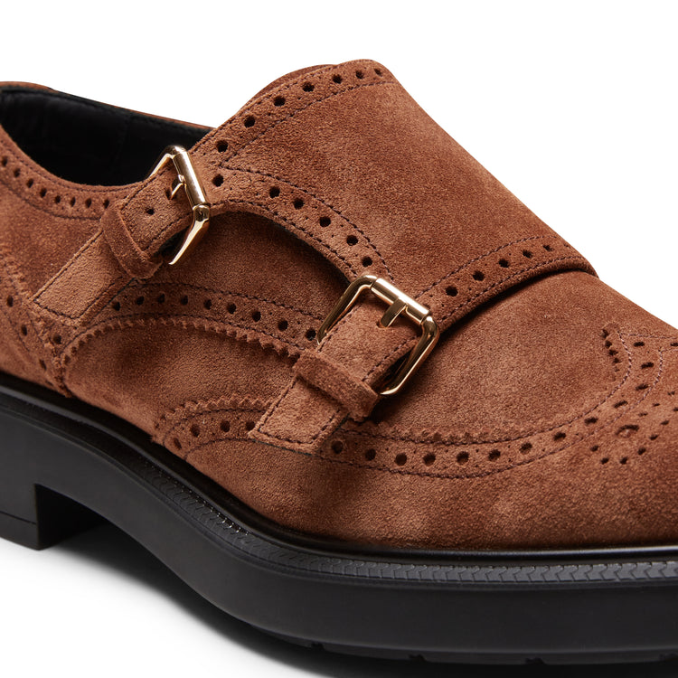 Women’s suede double-buckle Derby shoe