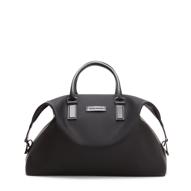 Men's travel bag in technical fabric and leather