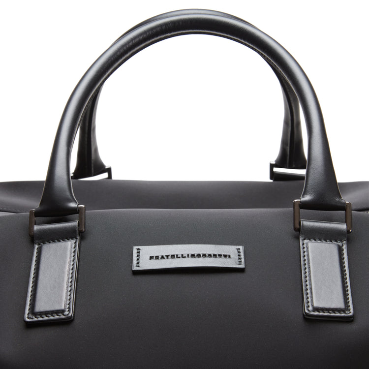 Men's travel bag in technical fabric and leather