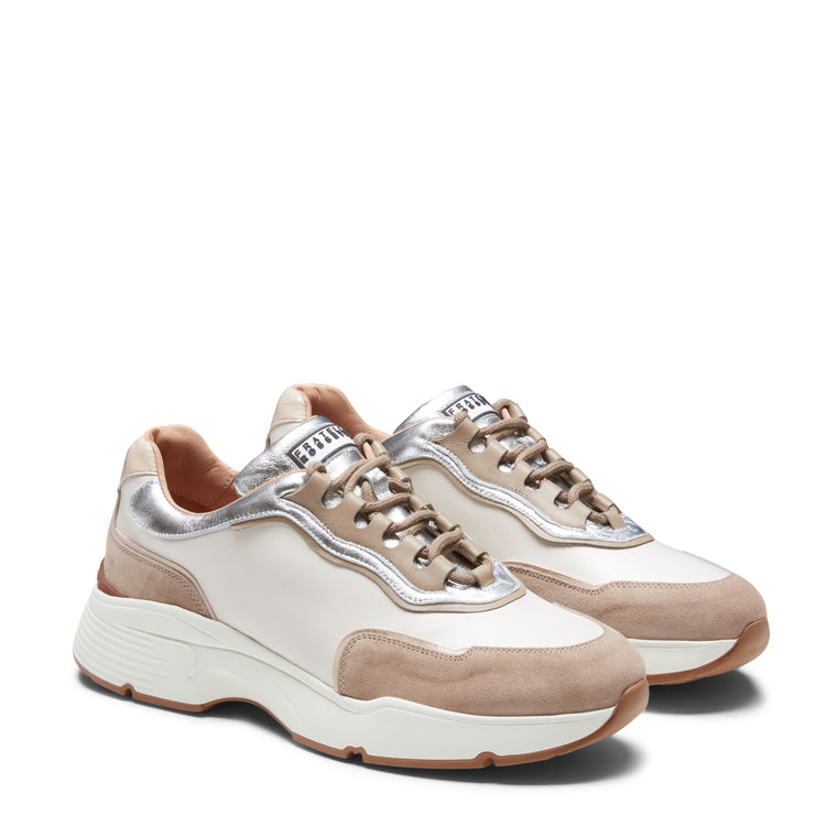 Leather and suede sneaker