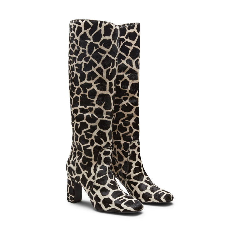 Animal print leather boot