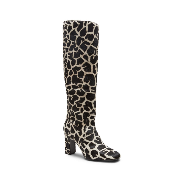 Animal print leather boot