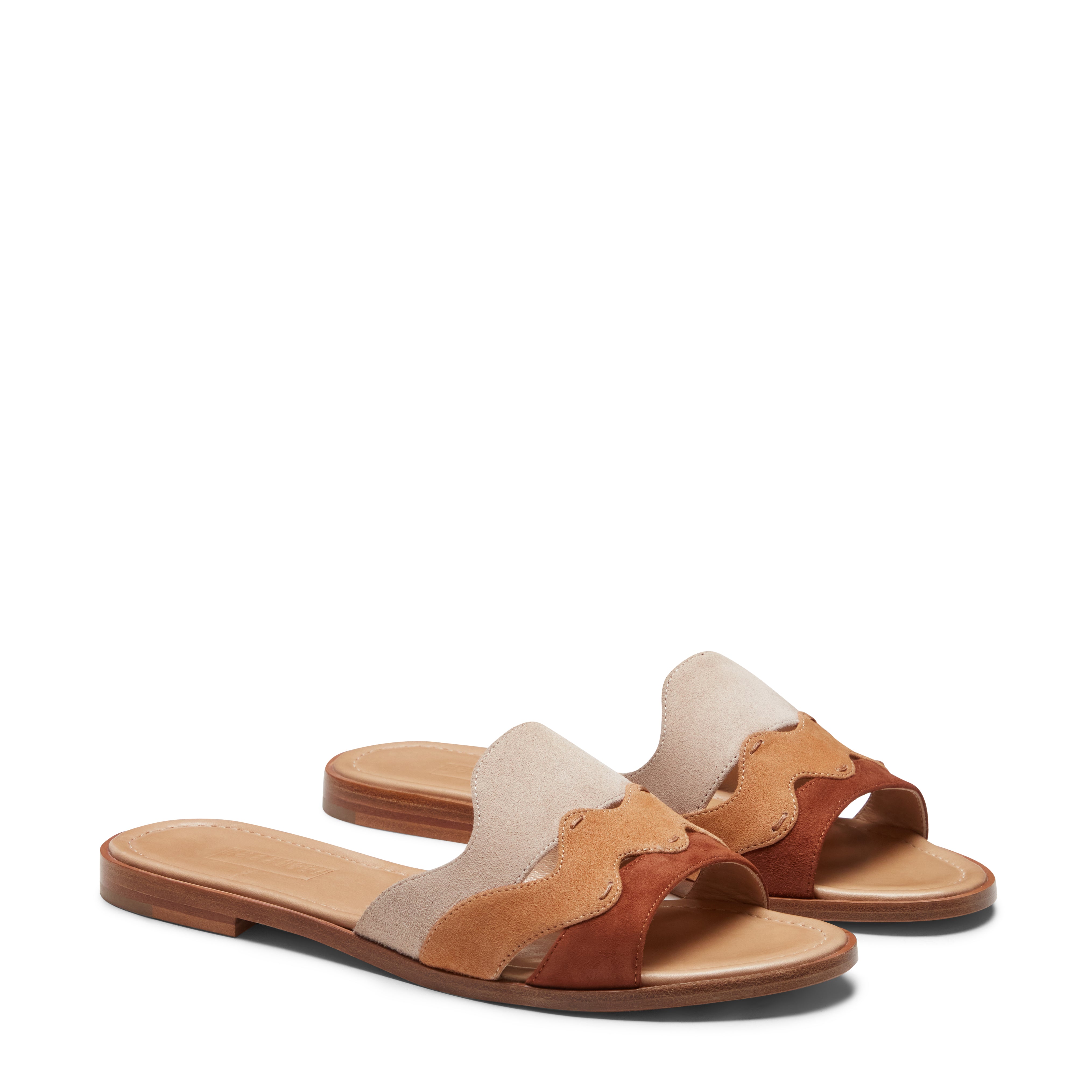 Almond, Walnut and Sand Suede Sandal|Fratelli Rossetti