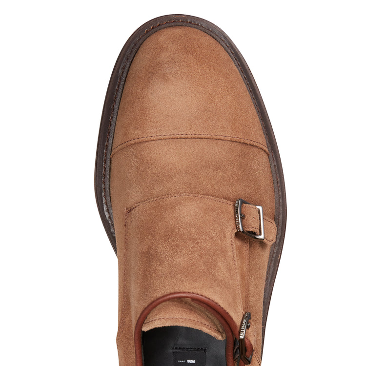 Men’s suede double-buckle Derby shoe