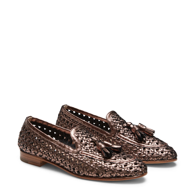 Mocassino Brera in pelle intrecciata da donna