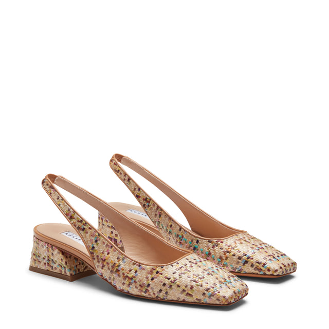 Sandalo sling back in tessuto