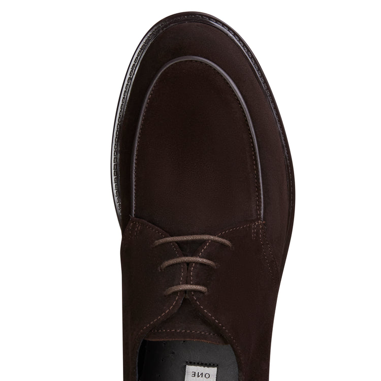 Stringata Derby in suede da uomo color cacao